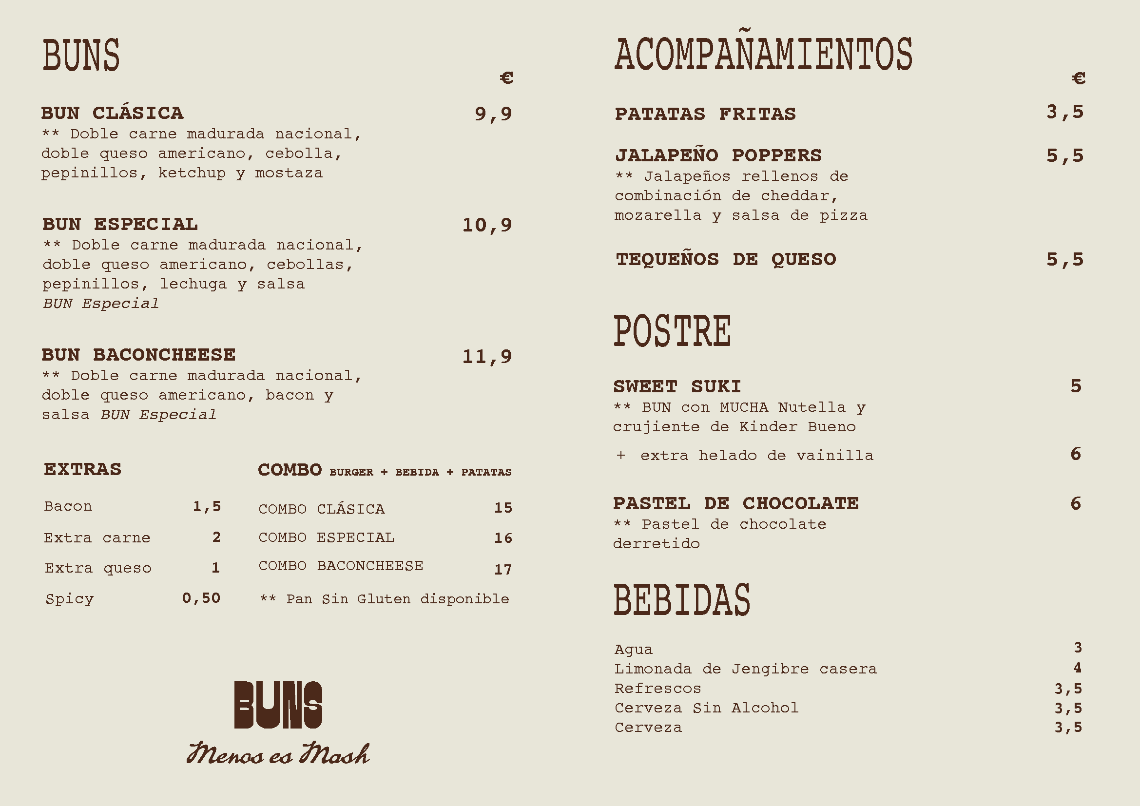 Menú Buns